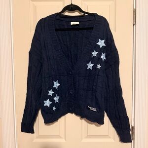TAYLOR SWIFT Midnights Cardigan Navy Light Blue Stars Oversized size XS/S